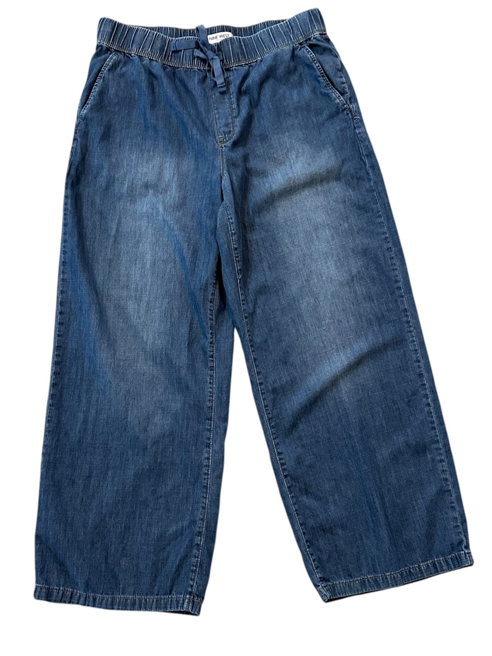 NINE WEST Jeans cotton blend elastic waist wide leg jeans size Large